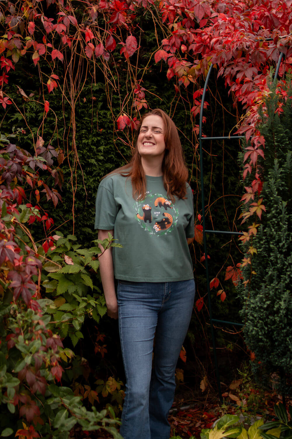Red pandas, stop it, boxy-fit t-shirt