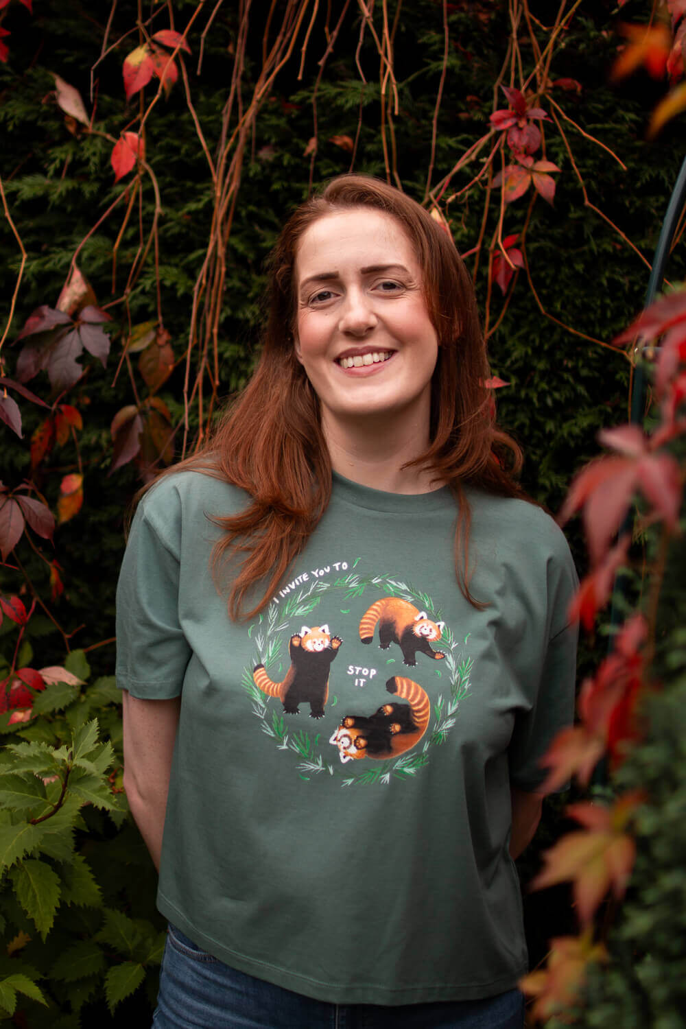 Red pandas, stop it, boxy-fit t-shirt