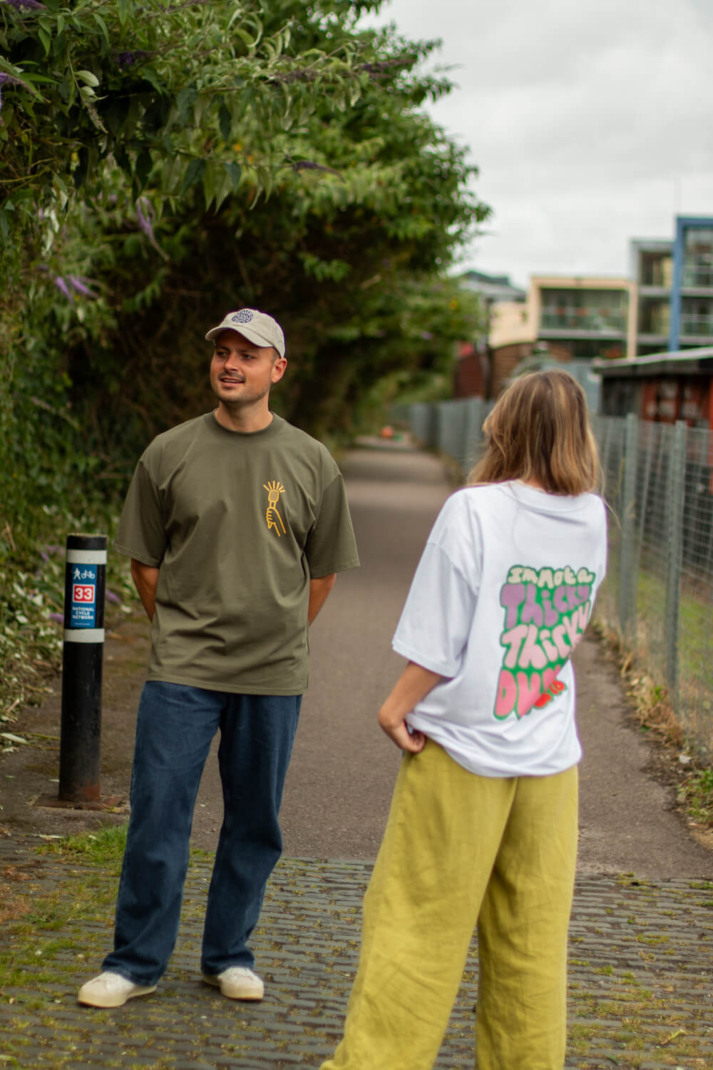 Thicky Thicky Dumb Dumb, Cody Dahler | Oversized Unisex Tee in Khaki