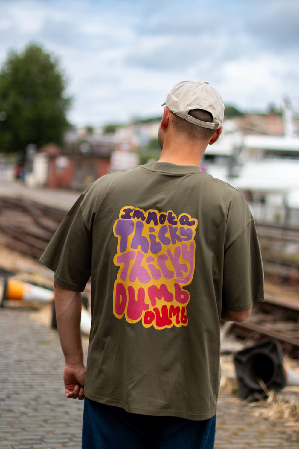 Thicky Thicky Dumb Dumb, Cody Dahler | Oversized Unisex Tee in Khaki