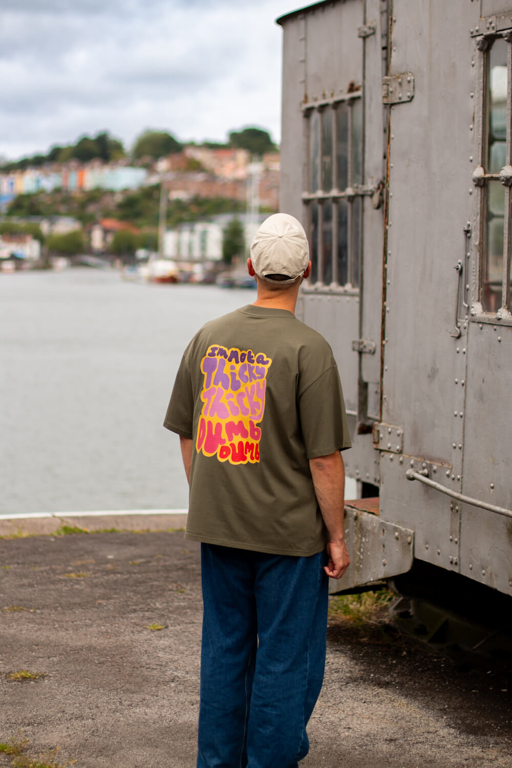 Thicky Thicky Dumb Dumb, Cody Dahler | Oversized Unisex Tee in Khaki