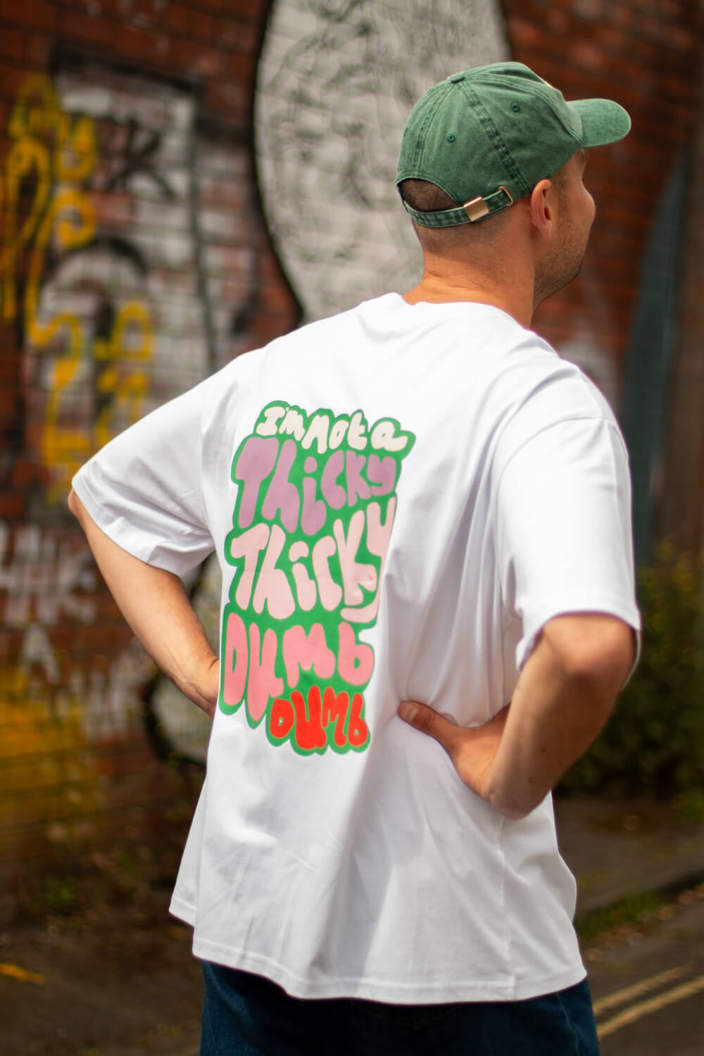 Thicky Thicky Dumb Dumb, Cody Dahler | Oversized Unisex Tee in White